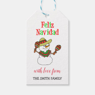 Feliz Navidad Spanish Snowman Personalisiert Geschenkanhänger