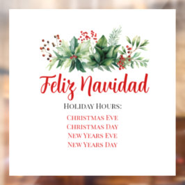 Feliz Navidad Store Hours Fensteraufkleber