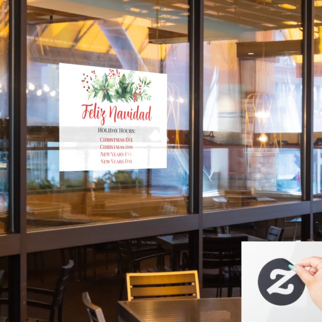 Feliz Navidad Store Hours Fensteraufkleber (Restaurantfenster)