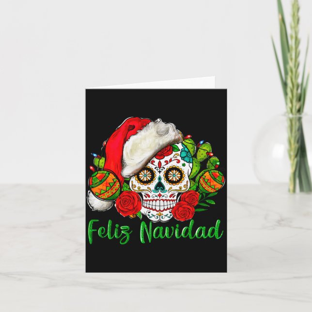 Feliz Navidad Sugar Skull Mexican Christmas  Karte (Vorderseite)