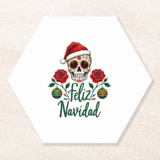 Feliz Navidad Sugar Skull Mexican Christmas T-Shir Untersetzer