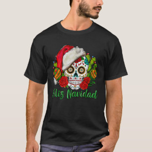 Feliz Navidad Sugar Skull Mexikanische Weihnachtsz T-Shirt