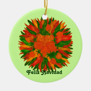 Feliz Navidad Sunny Paprikaschoten Keramik Ornament