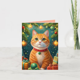 Feliz navidad te desea mi gato naranja karte