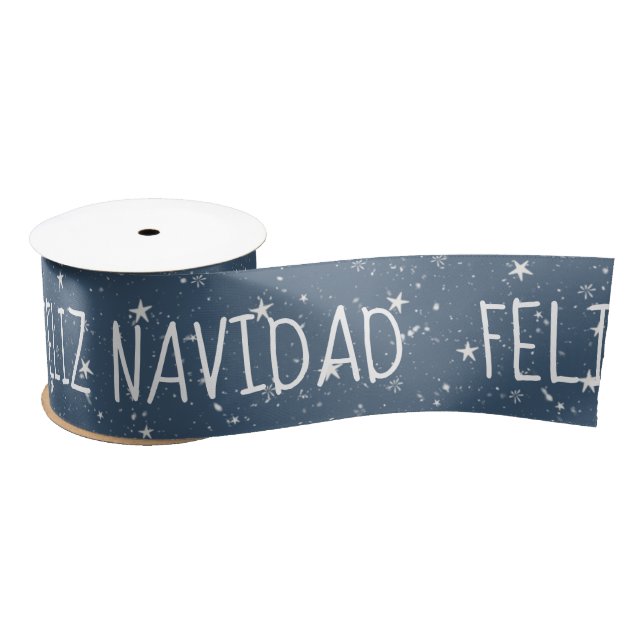 FELIZ NAVIDAD Text mit Sternen Satinband (Spule)