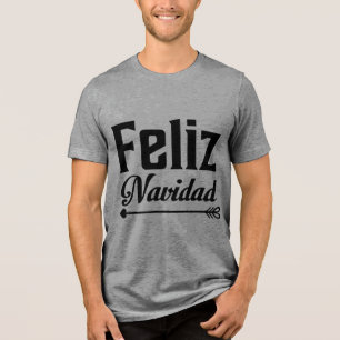 Feliz Navidad Typografie Pfeil Tri-Blend Shirt