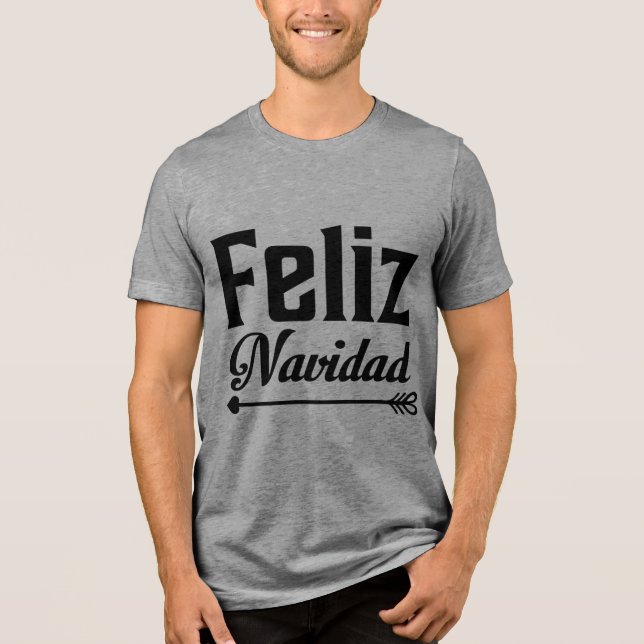 Feliz Navidad Typografie Pfeil Tri-Blend Shirt (Vorderseite)