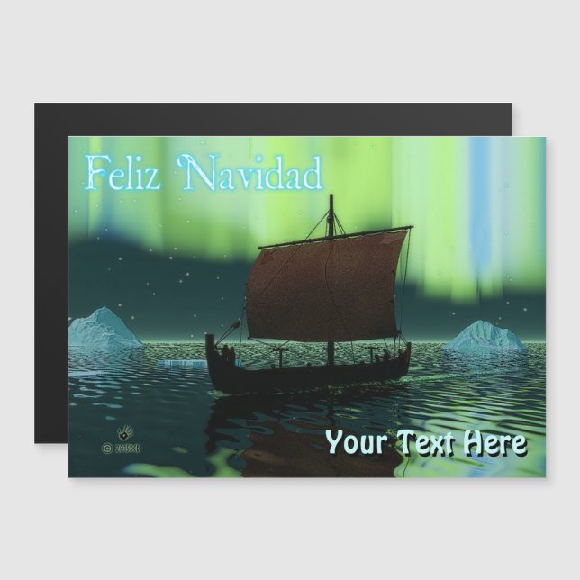 Feliz Navidad - Viking Ship Magnetkarte (Vorne/Hinten)