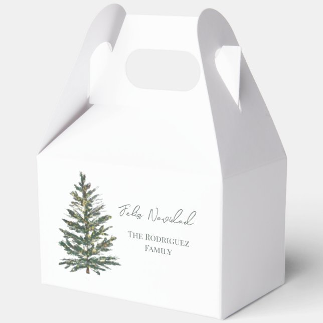 Feliz Navidad Weihnachtsbaum mit Lights Holiday Geschenkschachtel (Vorderseite)