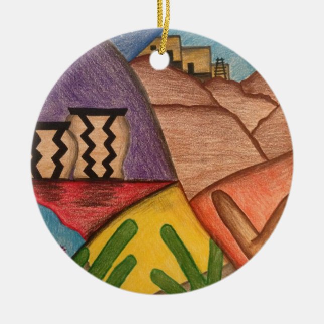 Feliz Navidad Weihnachtswüste Südwesten Keramik Ornament (Vorne)