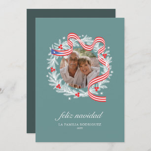 Feliz Navidad Wreath Foto Flat Holiday Card Feiertagskarte