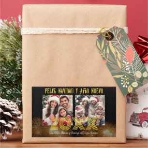 Feliz Navidad y Año Nuevo Elegantes Script-Foto Rechteckiger Aufkleber