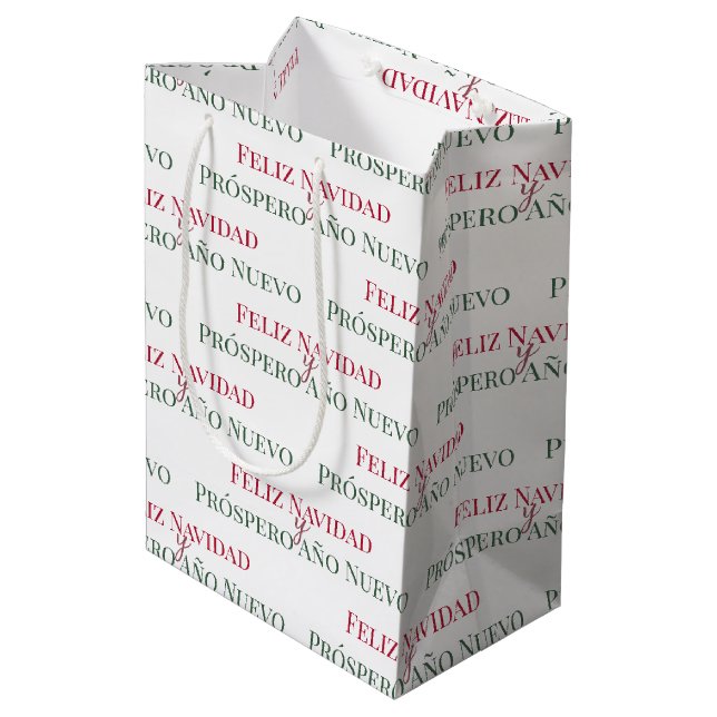 Feliz Navidad y Prospero Año Nuevo Mittlere Geschenktüte (Rückseite Schrägansicht)