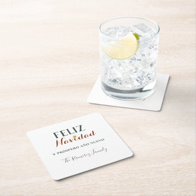 Feliz Navidad y wohlhabend ano nuevo Rechteckiger Pappuntersetzer (Vor Ort)