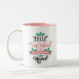 Feliz navidad y wohlhabend ano nuevo Weihnachten Zweifarbige Tasse