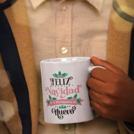 Feliz navidad y wohlhabend ano nuevo Weihnachten Zweifarbige Tasse