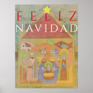 "Feliz Navided" Krippenlandschaft Poster