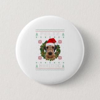 Feliz Navidog Airedale Terrier Dog Sant Button