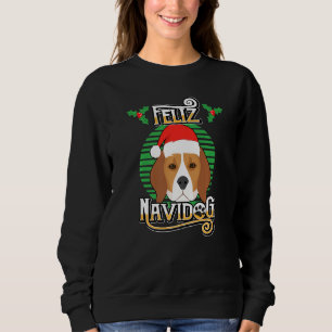 Feliz Navidog Beagle Dog Weihnachtsmannmütze Funny Sweatshirt