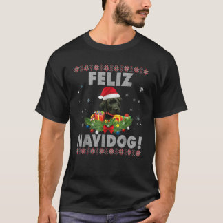 Feliz Navidog Black Labrador Dog Ugly Sweater Chri T-Shirt