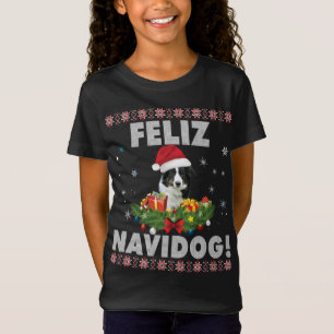 Feliz Navidog Border Collie Dog Ugly Sweater Chris T-Shirt