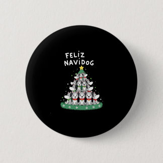 Feliz Navidog Christmas Dog T-Shirt, Funny Cute Xm Button