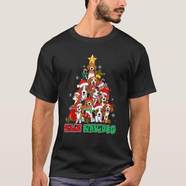 Feliz Navidog Feliz Navidad Beagle Dog T-Shirt (Vorderseite)