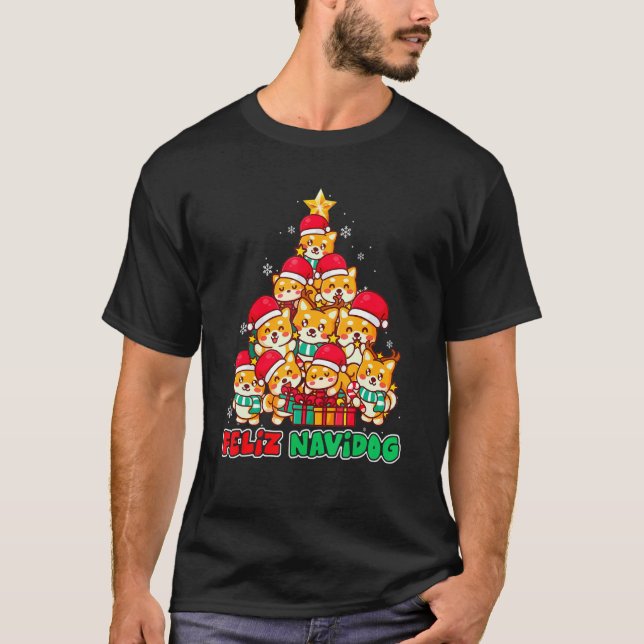 Feliz Navidog Feliz Navidad Christmas Welsh Corgi  T-Shirt (Vorderseite)