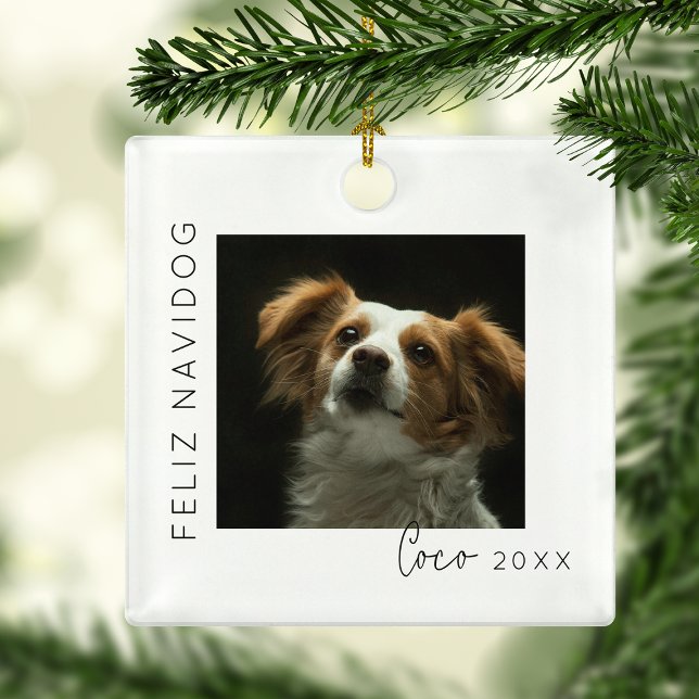 Feliz Navidog | Foto Weihnachtsbaum Ornament Aus Metall (Von Creator hochgeladen)