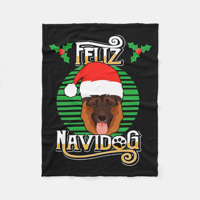 Feliz Navidog German Shepherd Dog Holiday Merry Ch Fleecedecke (Vorderseite)