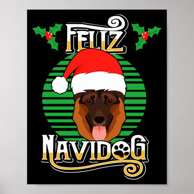 Feliz Navidog German Shepherd Dog Holiday Merry Ch Poster (Vorne)