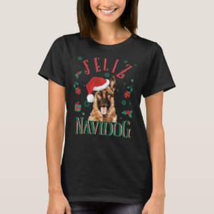 Feliz Navidog German Shepherd Dog Wearing Christma T-Shirt