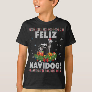 Feliz Navidog Great Dane Dog Ugly Sweater Santa Ch T-Shirt