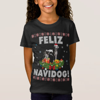 Feliz Navidog Great Dane Dog Ugly Sweater Santa Ch T-Shirt