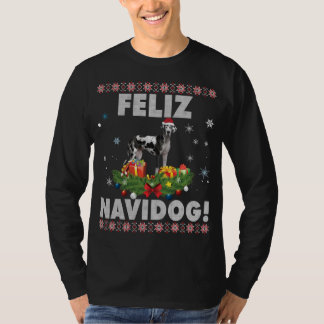 Feliz Navidog Great Dane Dog Ugly Sweater Santa Ch T-Shirt