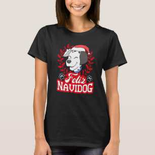 Feliz Navidog Navidad Dalmatiner Weihnachtsmannmüt T-Shirt