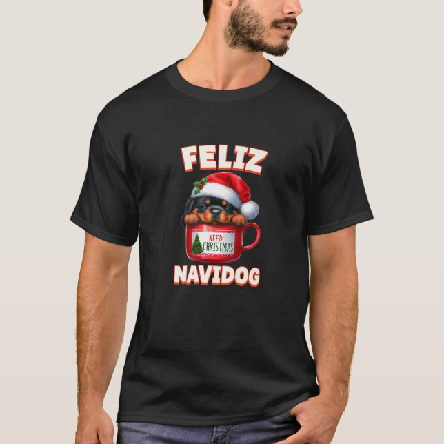 Feliz Navidog Niedlicher Weihnachtshund - Heiße Sc T-Shirt (Vorderseite)