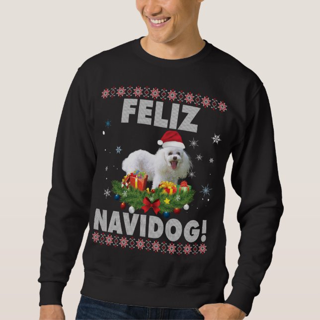 Feliz Navidog Poodle Dog Ugly Sweater Christmas Sa Sweatshirt (Vorderseite)