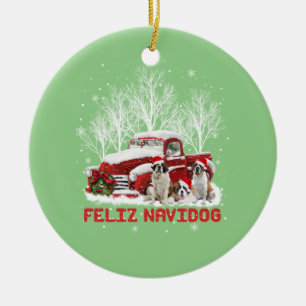 Feliz Navidog Saint Bernard Christmas Dovers Liebh Keramik Ornament