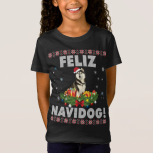 Feliz Navidog Siberian Husky Dog Ugly Sweater Chri T-Shirt