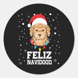 Feliz Navidood Goldendoodle Labradoodle Runder Aufkleber