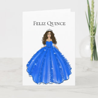 Feliz Quince - Blue Quinceañera Birthday Card Karte