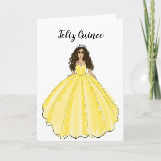 Feliz Quince - Gelbe Quinceañera-Geburtstagskarte Karte