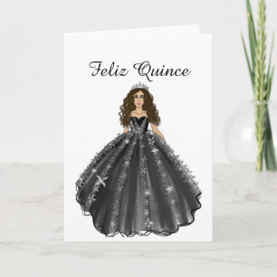 Feliz Quince Schwarze Quinceañera-Geburtstagskarte Karte