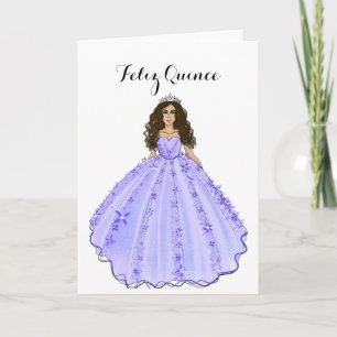 Feliz Quince - Violetter Quinceanera-Geburtstag Karte