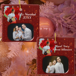 Feliz Weihnachts-Blume & Sterne 2555 Keramikornament