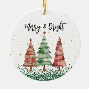 Feliz y brillante árbol de Navidad Keramik Ornament