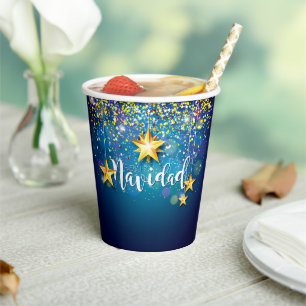 Felize Navidad Gold Stars Weihnachten Pappbecher