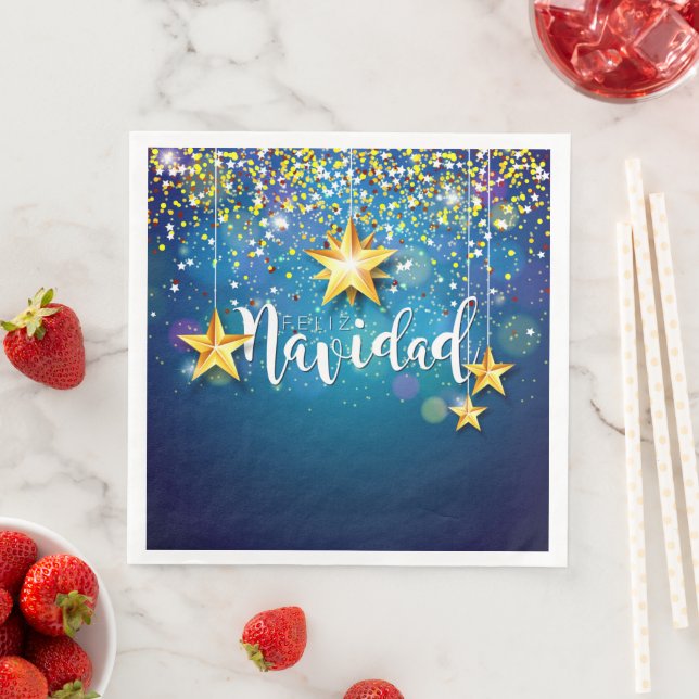 Felize Navidad Gold Stars Weihnachten Serviette (Beispiel)