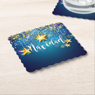 Felize Navidad Gold Stars Weihnachten Untersetzer